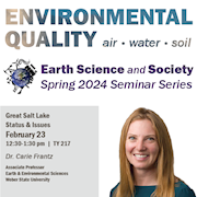 Earth Science & Society Seminar Series 2024 - Feb 23 - Dr. Carie Frantz - Great Salt Lake